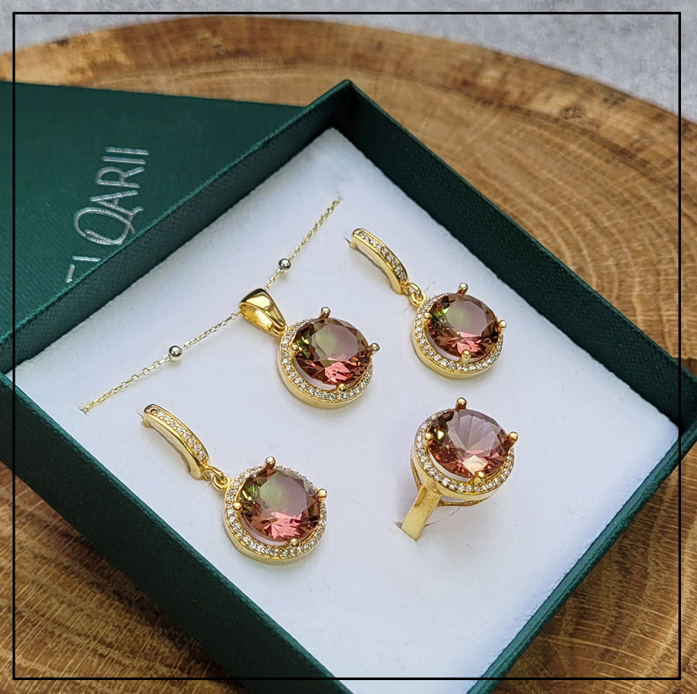 komplet sultanit z cyrkoniami gold komplet sultanit z cyrkoniami gold