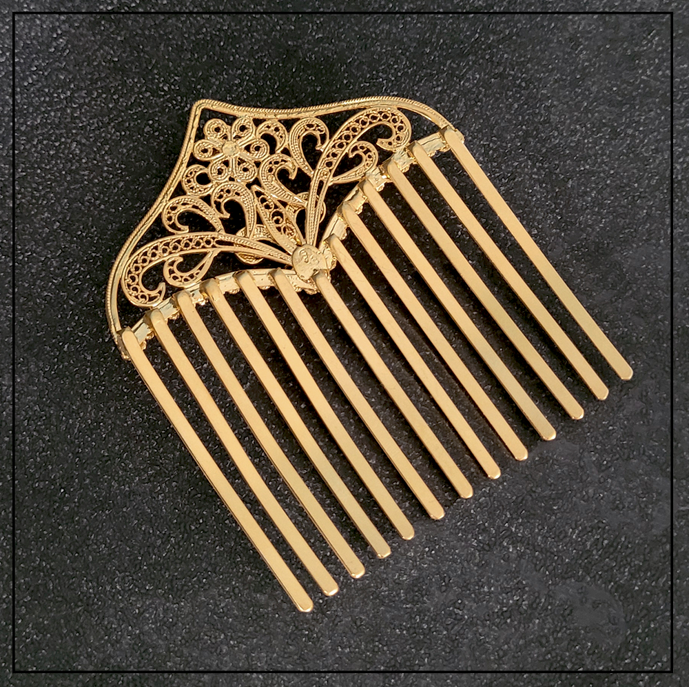 filigranowy grzebyk do wlosow gold filigranowy grzebyk do wlosow gold