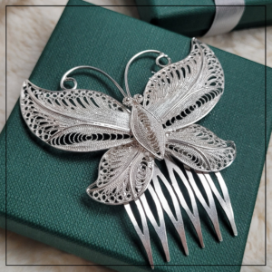 filigranowy grzebyk do wlosow motyl silver   