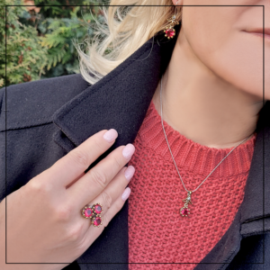 ORIENTALNY KOMPLET KWIATEK granat