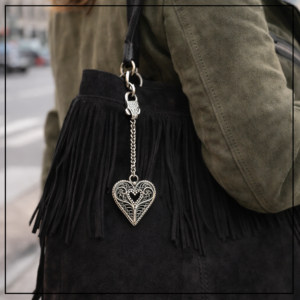 filigranowy srebrny brelok serce