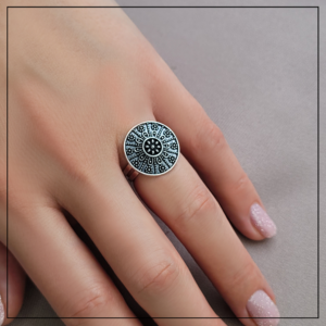 Pierscionek mandala czarna duzy