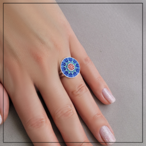 Pierscionek mandala kolorowa duzy