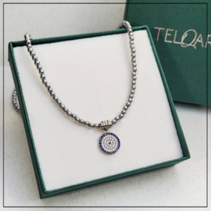 Naszyjnik oko proroka hematyt silver