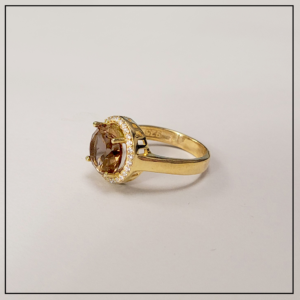 pierscionek z sultanitem i cyrkoniami gold 12mm