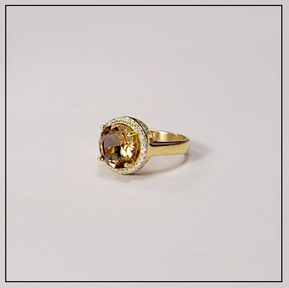 pierscionek z sultanitem i cyrkoniami gold 12mm pierscionek z sultanitem i cyrkoniami gold 12mm