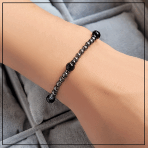 bransoletka unisex grafitowyhematyt onyks