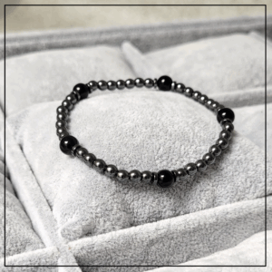 bransoletka unisex grafitowyhematyt onyks