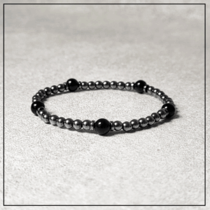 bransoletka unisex grafitowyhematyt onyks