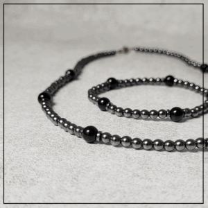 bransoletka unisex grafitowyhematyt onyks