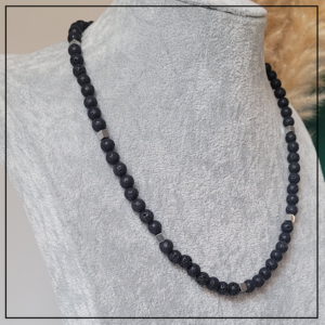 naszyjnik lawa hematyt srebro