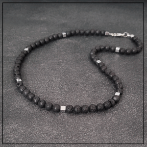 naszyjnik lawa hematyt srebro