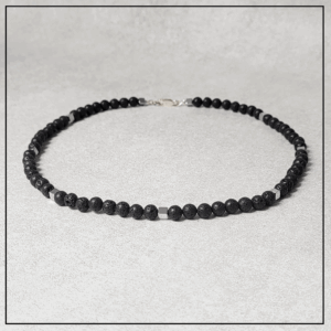 naszyjnik lawa hematyt srebro