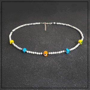 Naszyjnik evil eye bialy howlit kolorowy