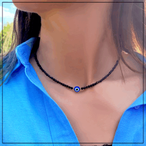 Naszyjnik evil eye noc kairu granatowa