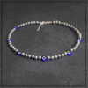 Naszyjnik evil eye srebrny hematyt granatowa
