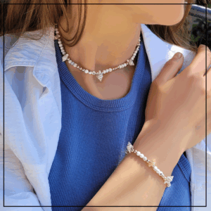 bransoletka bialo zlota kamienie muszle rose