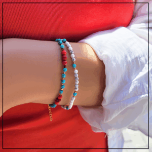 bransoletka bialy howlit z magnezytem gold