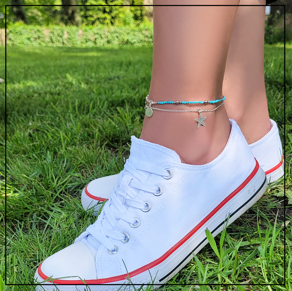 bransoletka na noge magnezyt srebro bransoletka na noge magnezyt srebro