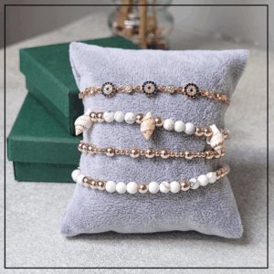 bransoletka rozowo zlota kamienie rose