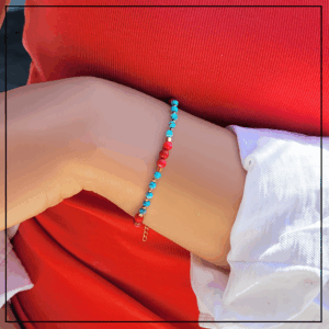 bransoletka turkusowy magnezyt czerwony jaspis gold