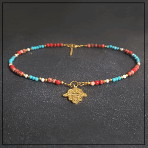 naszyjnik chamsa kolorowe kamienie naturalne