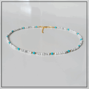 naszyjnik bialy howlit z magnezytem gold