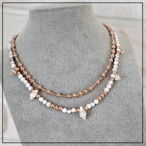 naszyjnik z muszelkami kamienie naturalne