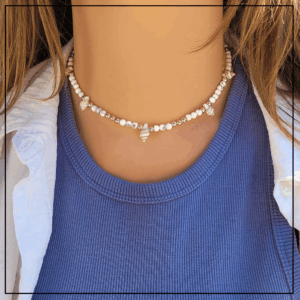 naszyjnik z muszelkami kamienie naturalne