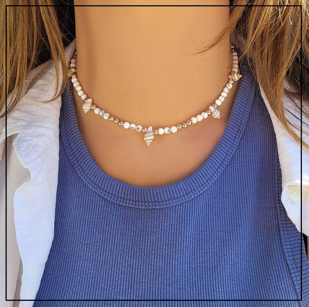 naszyjnik z muszelkami kamienie naturalne naszyjnik z muszelkami kamienie naturalne