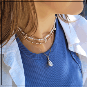 naszyjnik z muszelkami kamienie naturalne