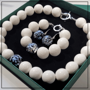 Komplet z bialego koralowca srebro 925