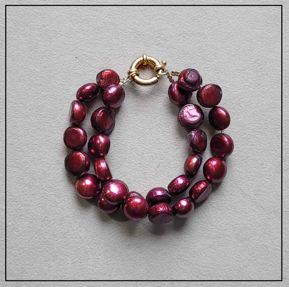 Komplet z burgundowej perly srebro 925 Komplet z burgundowej perly srebro 925