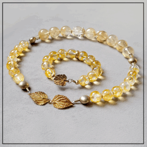 Komplet z cytrynu i kwarcu srebro 925 gold