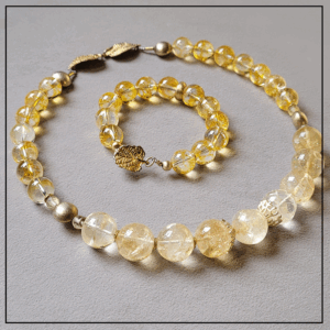 Komplet z cytrynu i kwarcu srebro 925 gold