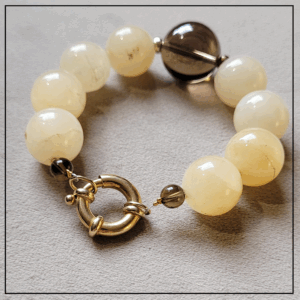 Komplet z jadeitu i kwarcu srebro 925 gold