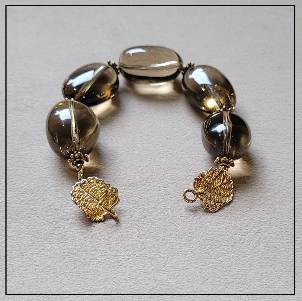 bransoletka liscie kwarc dymny srebro925 bransoletka liscie kwarc dymny srebro925