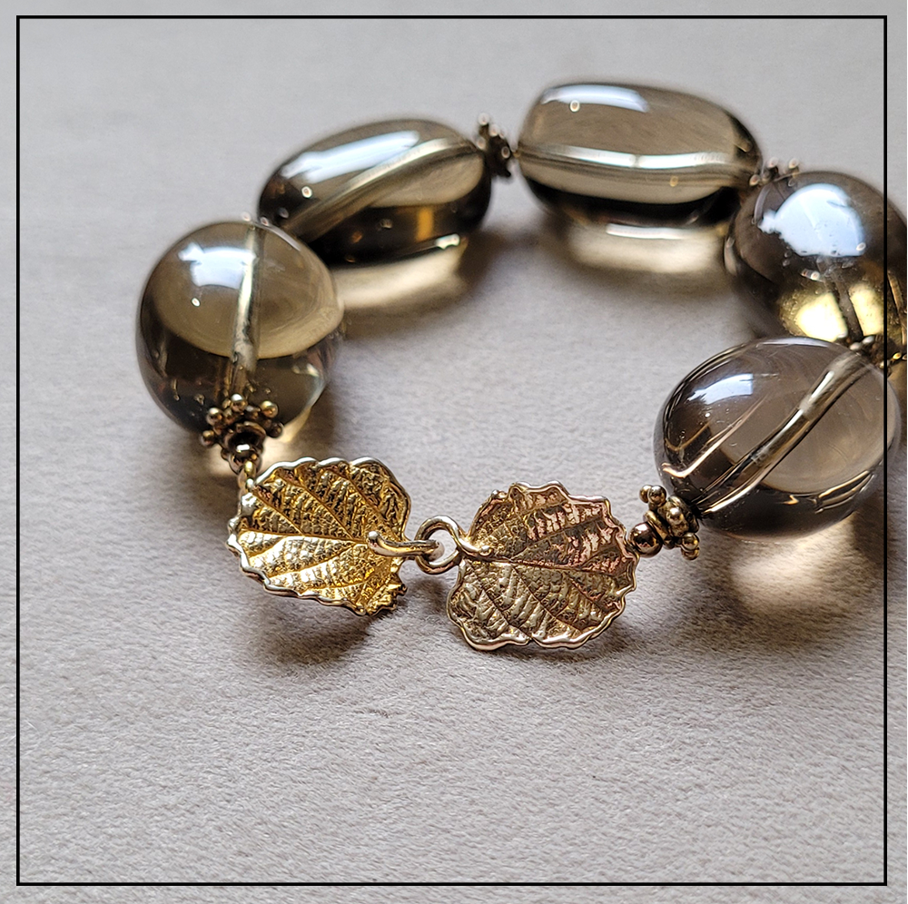 bransoletka liscie kwarc dymny srebro925 bransoletka liscie kwarc dymny srebro925