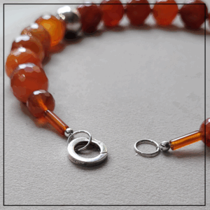 naszyjnik kule karneolu srebro925