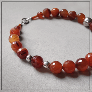naszyjnik kule karneolu srebro925