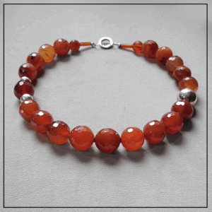 naszyjnik kule karneolu srebro925