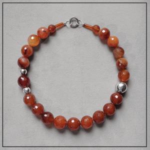 naszyjnik kule karneolu srebro925