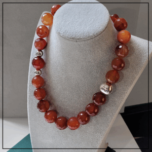 naszyjnik kule karneolu srebro925