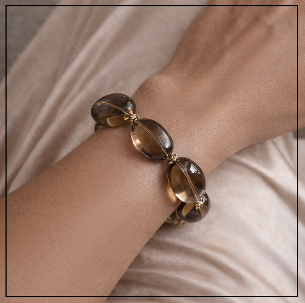 bransoletka liscie kwarc dymny srebro925 bransoletka liscie kwarc dymny srebro925