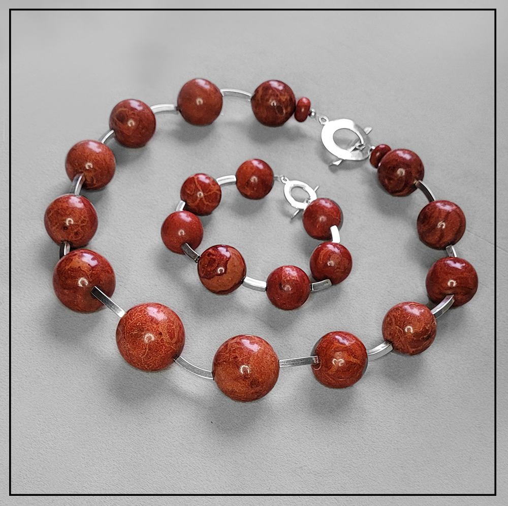 komplet z koralowca komplet z koralowca