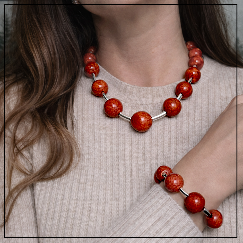 komplet z koralowca komplet z koralowca